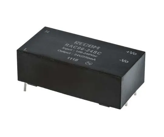 63-7783-59　Recom 6W 1 Output Embedded Switch Mode Power Supply SMPS, 250mA, 24V dc Encapsulated　RAC06-24SC