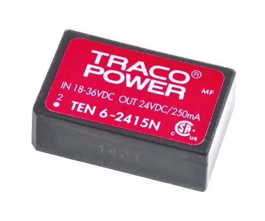 63-7805-69　TRACOPOWER TEN 6N 6W Isolated DC-DC Converter Through Hole, Voltage in 18 → 36 V dc, Voltage out 24V dc　TEN 6-2415N