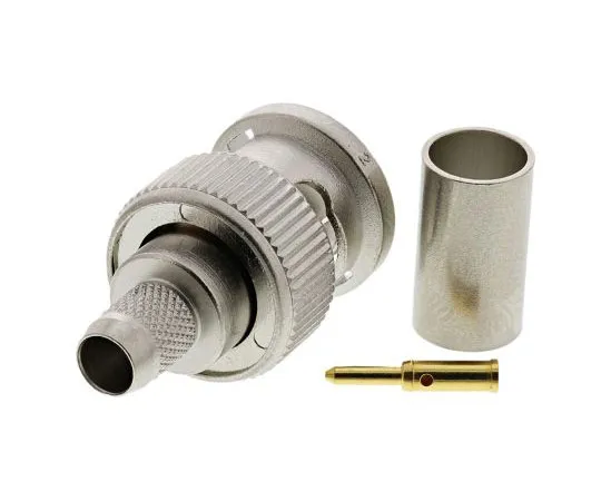 63-7966-92　Telegartner Straight 75Ω Cable Mount BNC Connector, Plug, Nickel, Clamp, Crimp Termination, RG62 A/U　J01002F1261