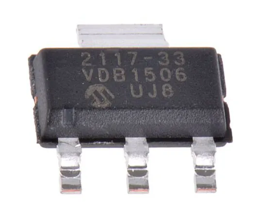 63-8029-99　Microchip TC2117-3.3VDBTR, LDO Voltage Regulator, 800mA, 3.3 V, ±0.5% 3+Tab-Pin, SOT-223　TC2117-3.3VDBTR