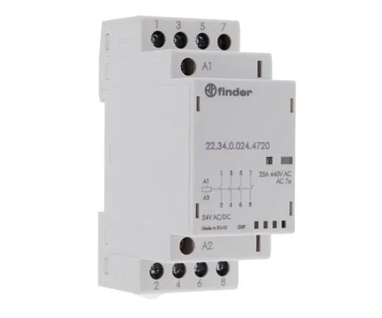 63-7983-64　Finder22 Series 3PNO, SPNC Non-Latching Relay DIN Rail, 24V ac/dc Coil, 25A　22.34.0.024.4720
