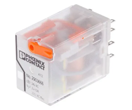 63-7991-91　Phoenix ContactREL-IR DPDT Non-Latching Relay PCB Mount, 24V ac Coil, 12A　2903666
