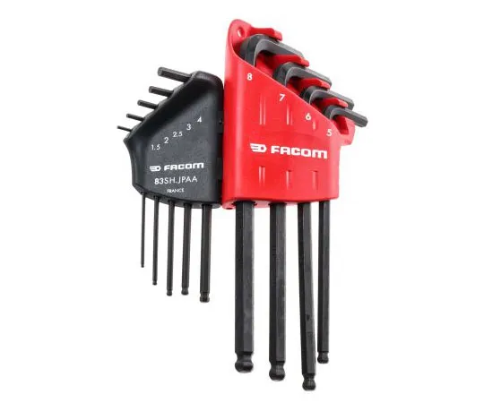 63-7992-71　Facom 9 pieces 1.5 mm, 2 mm, 2.5 mm, 3 mm, 4 mm, 5 mm, 6 mm, 7 mm, 8 mm Ball End Hex Key Set　83SH.JPAAPB