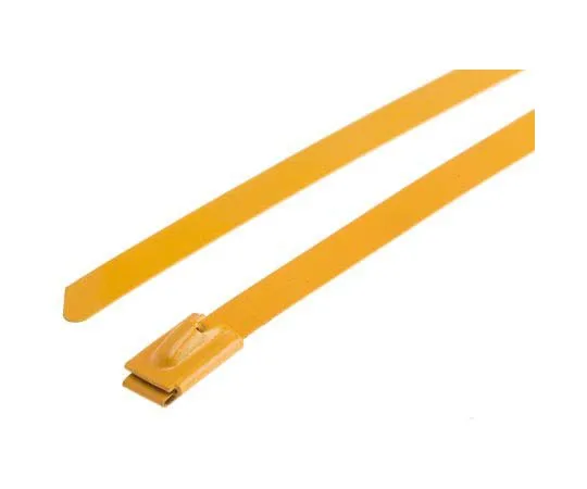 63-7790-37　RS Yellow Polyester Coated Stainless Steel Roller Ball Cable Tie, 360mm x 7.9 mm　743-6251