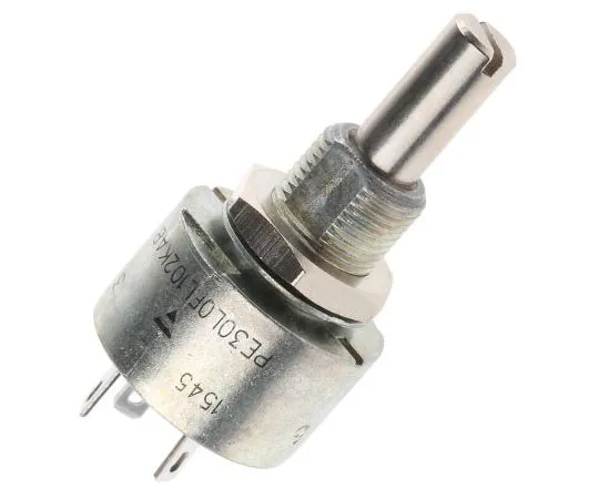 63-7987-33　Vishay 1 Gang Rotary Cermet Potentiometer with a 6 mm Dia. Shaft, 1kΩ, ±10%, 3W, Linear PE30L0FL102KAB　PE30L0FL102KAB
