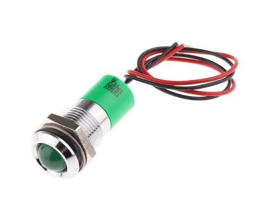 63-7760-32　RS PRO Green Indicator, 24 V dc, 14mm Mounting Hole Size, Lead Wires Termination, IP67　722-7407