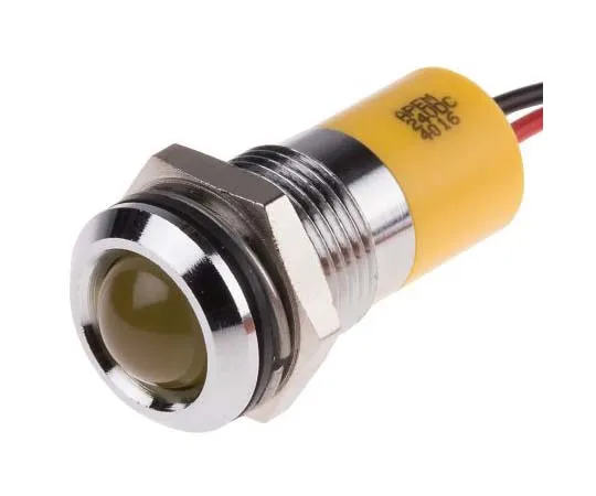 63-7760-31　RS PRO Yellow Indicator, 24 V dc, 14mm Mounting Hole Size, Lead Wires Termination, IP67　722-7401