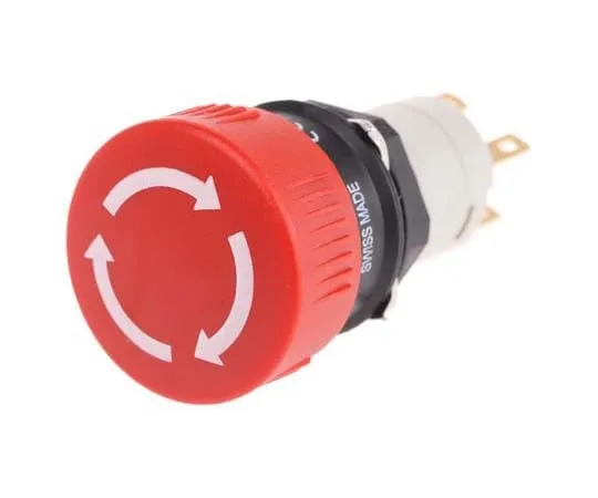 63-7778-01　EAO Red Mushroom Push Button, NO/NC, 16mm Maintained PCB Pin　51-253.022
