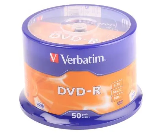 63-7799-24　Verbatim Blank DVD 4.7 GB 16X DVD-R, 50 Pack　43548