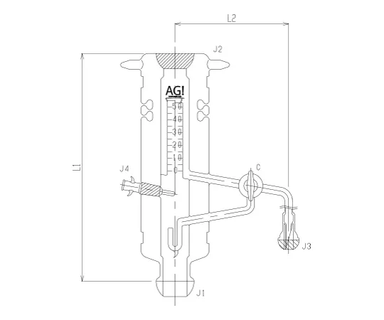 62-2121-97　［Discontinued］Evaporation Amount Measuring Device Glass Cock　3588P-HE-R-P
