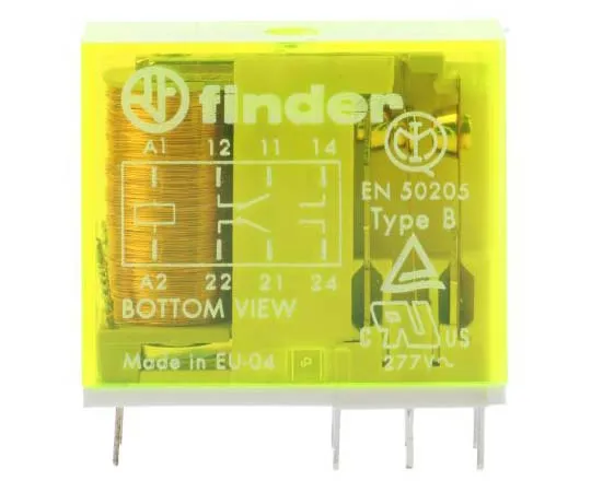 63-7774-02　Finder50 Series DPDT Non-Latching Relay PCB Mount, 12V dc Coil, 8A　50.12.9.012.5000