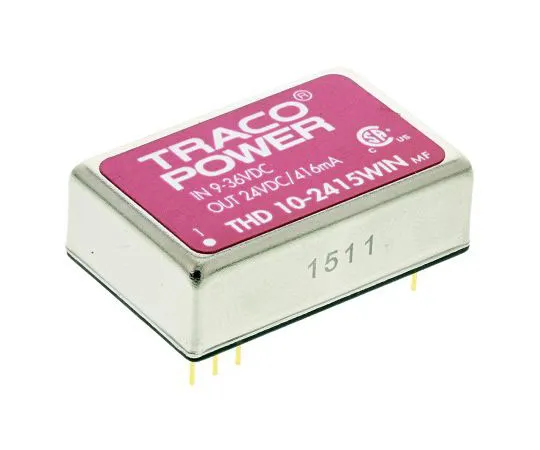 63-8021-55　TRACOPOWER THD 10WIN 10W Isolated DC-DC Converter Through Hole, Voltage in 9 → 36 V dc, Voltage out 24V dc　THD 10-2415WIN