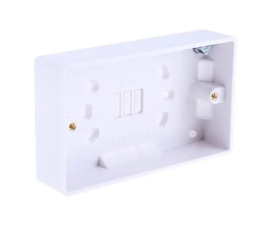 63-7965-80　RS Pro White Matt Urea Formaldehyde Back Box, BS Standard, IP20, Surface Mount, 2 Gangs, 147 x 86.6 x 28mm　775-8116