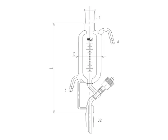 62-2122-07　［Discontinued］Double Tube Separable Core Bar with High Vacuum Greaseless Valve Material: PTFE　3604V-1000V-4L