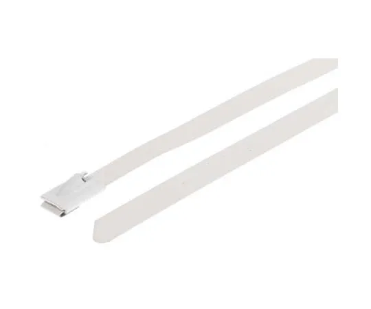 63-7790-50　RS White Polyester Coated Stainless Steel Roller Ball Cable Tie, 360mm x 7.9 mm　743-6324