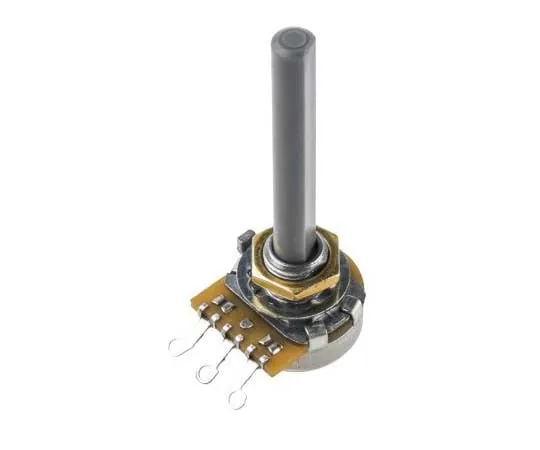 63-7794-66　TE Connectivity 1 Gang Rotary Carbon Potentiometer with a 6.35 mm Dia. Shaft, 220kΩ, ±20%, 0.2W, Logarithmic　23ESB224MMF50NF