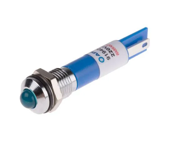 63-8040-52　RS PRO Blue Indicator, 220 V ac, 8mm Mounting Hole Size, Solder Lug Termination, IP67　846-2838