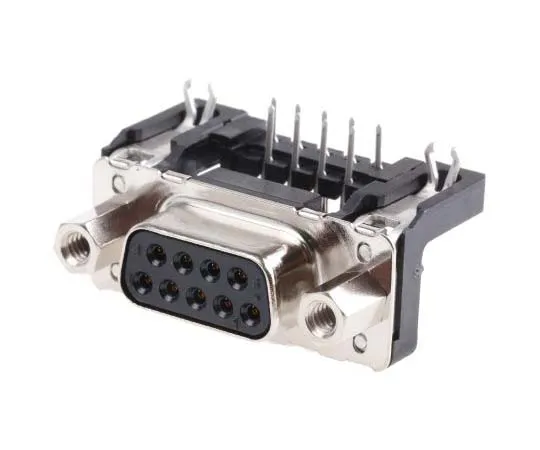 63-7785-57　Harting D-Sub Standard Series, 9 Way Right Angle Through Hole PCB D-sub Connector Socket, 2.54mm Pitch, with 4-40 UNC　9661527613