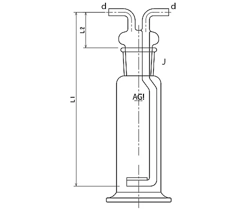 61-3630-19　［Discontinued］Gas-Washing Bottle with Plate Filter 1000mL　4106-1000
