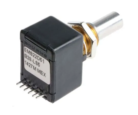 63-7778-18　Bourns 512 Pulse Incremental Mechanical Rotary Encoder with a 6.34 mm Plain Shaft (Indexed), Bracket Mount　EMS22D51-B28-LS5