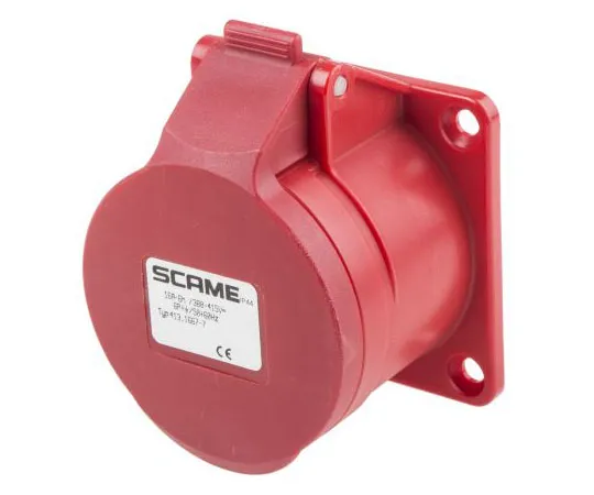 63-8064-54　RS PRO IP44 Red Panel Mount 6P+E Industrial Power Socket, Rated At 16A, 415 V　893-7950