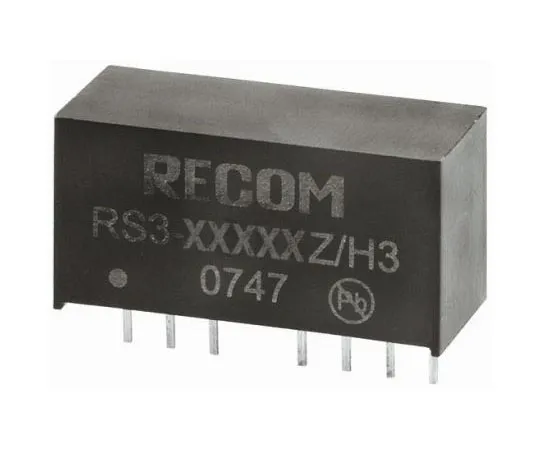 63-8321-14　Recom RS3 3W Isolated DC-DC Converter Through Hole, Voltage in 9 → 27 V dc, Voltage out ±5V dc　RS3-2405DZ/H3