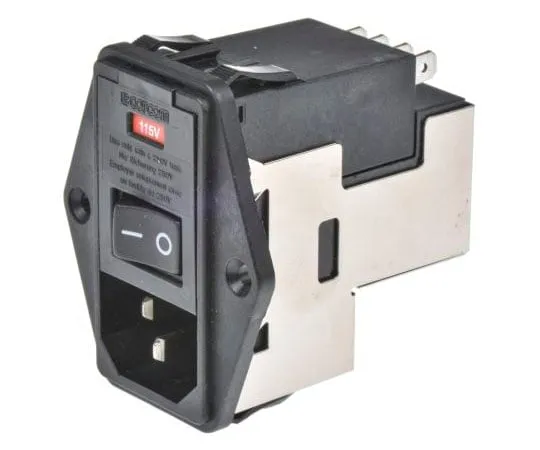 63-8057-32　Male C14 IEC Filter Flange Mount 5 x 20mm,Spade,Rated At 10A,120 V ac, 250 V ac Operating Frequency 50/60Hz　6609929-4