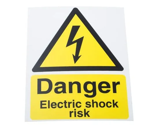 63-8082-77　RS PRO Electricity Danger Sign (English), Yellow/Black Plastic　917-5421