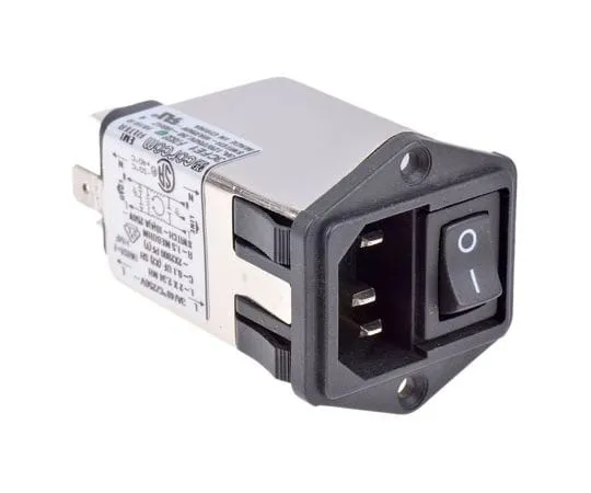 63-8057-19　Male C14 IEC Filter Flange Mount,Spade,Rated At 3A,250 V ac Operating Frequency 50/60Hz　6609113-5