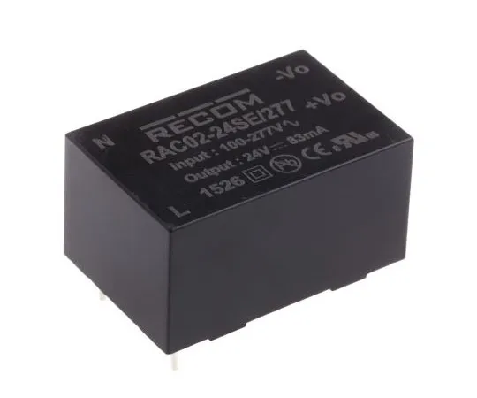 63-8070-38　Recom 2W 1 Output Embedded Switch Mode Power Supply SMPS, 83mA, 24V dc Encapsulated　RAC02-24SE/277
