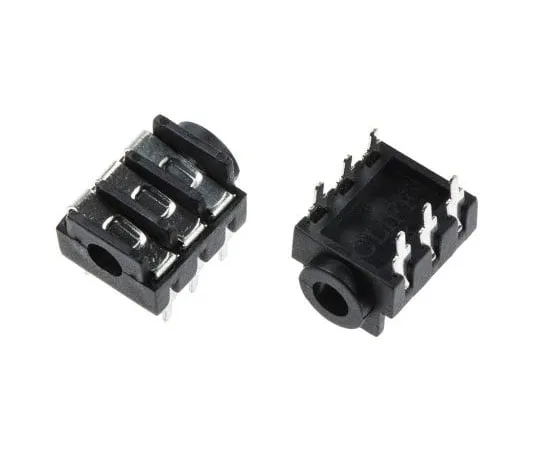 63-8076-64　RS PRO 3.5 mm PCB Mount Stereo Jack Jack Socket, 6 Pole, 5A　913-1018