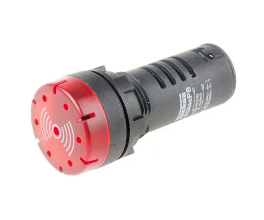 63-8074-07　RS PRO Red LED Pilot Light Complete With Sounder, 22mm Cutout, IP30, Round, 24 V ac/dc, 20 mA　909-2556