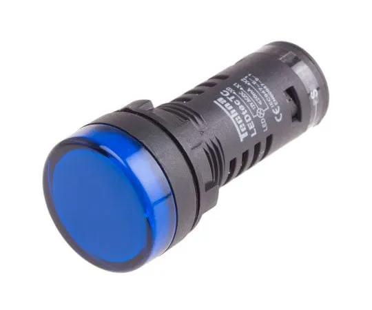 63-8073-97　RS PRO Blue LED Pilot Light Complete With Test Circuit, 22mm Cutout, IP65, Round, 12 V ac/dc, 20 mA　909-2483