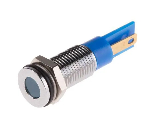 63-8077-72　RS PRO Blue Indicator, 12 V dc, 8mm Mounting Hole Size, Faston, Solder Lug Termination, IP67　913-8700