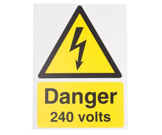 63-8082-72　RS PRO Electricity Danger Sign (English), Yellow/Black Plastic　917-5406