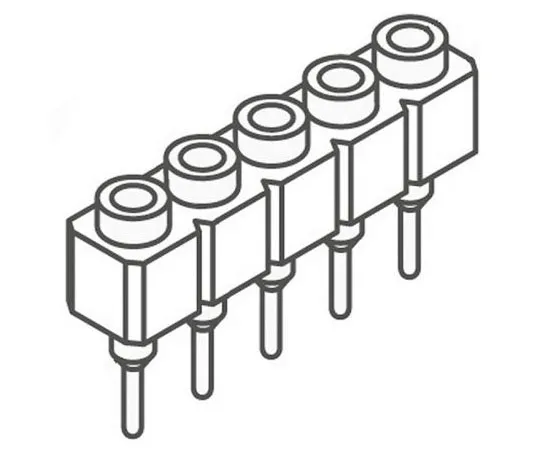 63-8123-91　Samtec SS Series 2.54mm Pitch 5 Way 1 Row Straight PCB Socket, Through Hole, Solder Termination　SS-105-T-2-N