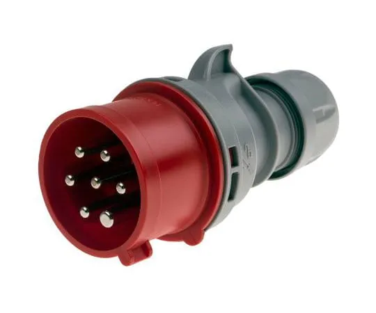 63-8064-49　RS PRO IP44 Red Cable Mount 6P+E Industrial Power Plug, Rated At 16A, 415 V　893-7925