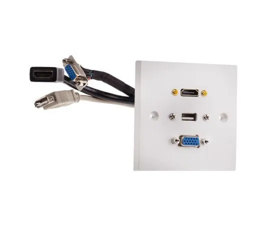 63-8086-13　Single Gang 3 Way Female HDMI, SVGA, USB A Faceplate　919-4056