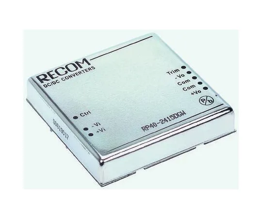 63-8303-31　Recom RP40 GW 40W Isolated DC-DC Converter Through Hole, Voltage in 18 → 75 V dc, Voltage out ±12V dc　RP40-4812DGW