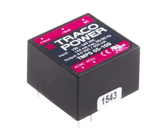 63-8063-28　TRACOPOWER 5W 1 Output Embedded Switch Mode Power Supply SMPS, 721mA, 9V dc Encapsulated　TMPS 05-109