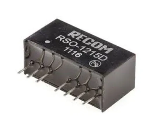 63-8321-06　Recom RSO 1W Isolated DC-DC Converter Through Hole, Voltage in 9 → 18 V dc, Voltage out ±15V dc　RSO-1215D
