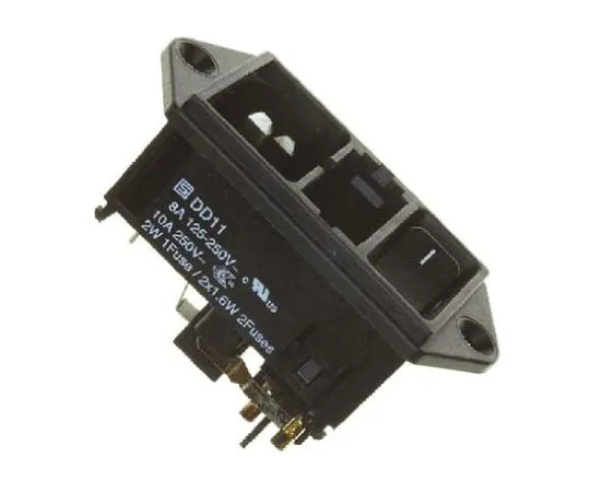 63-8328-43　Male C14 IEC Filter Panel Mount 5 x 20mm,Solder,Rated At 10A,250 V ac　DD11.0121.1110