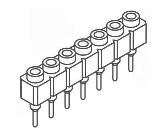 63-8123-93　Samtec SS Series 2.54mm Pitch 7 Way 1 Row Straight PCB Socket, Through Hole, Solder Termination　SS-107-T-2-N