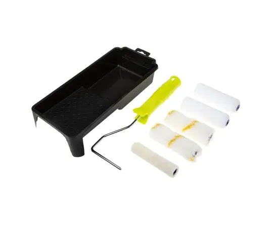 63-8077-09　RS PRO Paint Roller and Tray Kit includes: 2 x Acrylic Roller Sleeve, 2 x Foam Roller Sleeve, Mini Roller Cage Frame,　913-2468