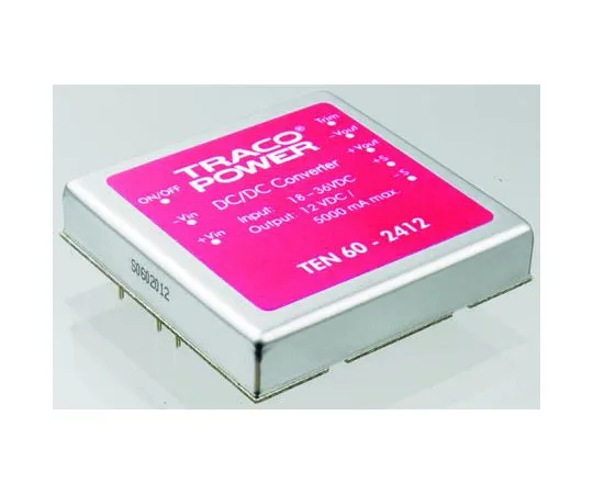63-8303-64　TRACOPOWER TEN 60 60W Isolated DC-DC Converter Through Hole, Voltage in 36 → 75 V dc, Voltage out 12V dc　TEN 60-4812