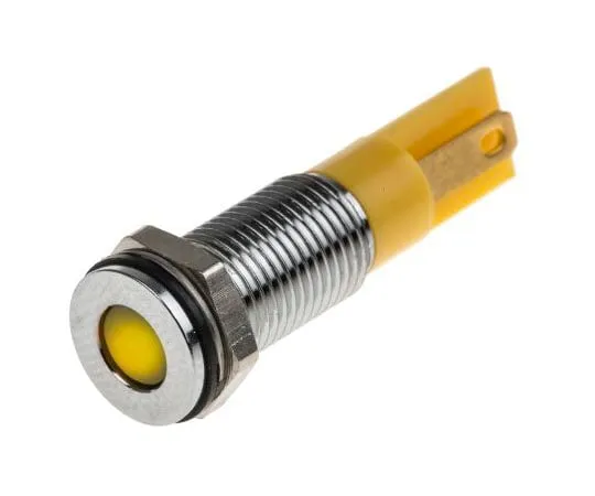 63-8077-16　RS PRO Yellow Indicator, 6 V dc, 8mm Mounting Hole Size, Faston, Solder Lug Termination, IP67　913-2689