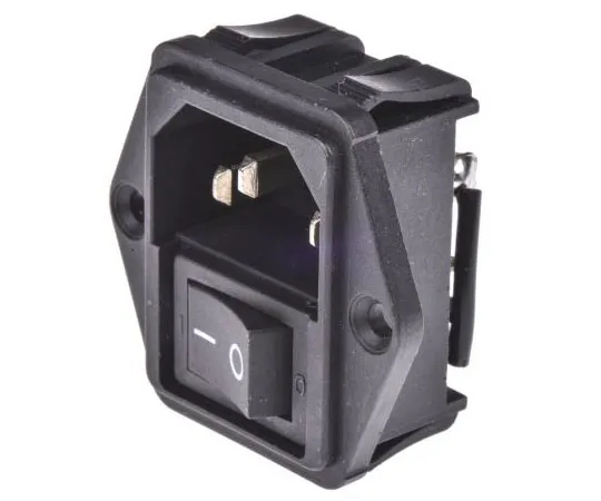 63-8057-20　Male C14 IEC Filter Flange Mount,Spade,Rated At 15A,250 V ac Operating Frequency 50/60Hz　1-1609112-4