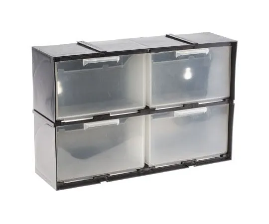 63-8074-23　RS PRO Black, Plastic 4 Drawer Storage Unit, 208mm x 90mm x 325mm　909-6993