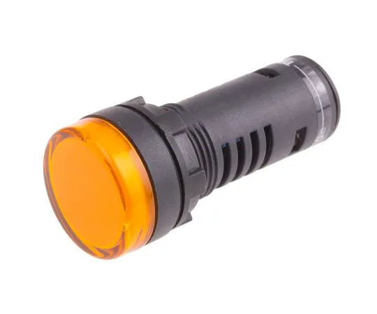 63-8074-05　RS PRO Yellow LED Pilot Light Complete With Test Circuit, 22mm Cutout, IP65, Round, 12 V ac/dc, 20 mA　909-2538