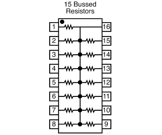 63-8104-88　Bourns Bussed Resistor Network 470Ω ±2% 15 Resistors, 2.25W Total, DIP package 4100R Through Hole　4116R-2-471LF